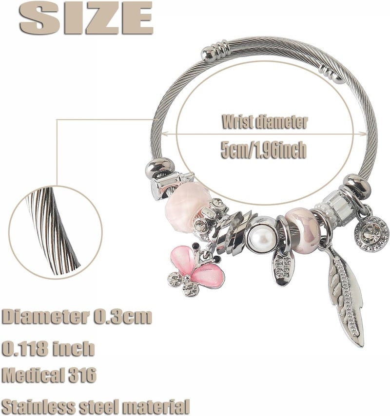 DS Charm Bracelets for girls,exquisite cute cartoon friendship bracelets Silver Stainless Steel Bangle with birthday Gift box, Adjustable girls jewelry Suitable for holiday gifts - Image 2